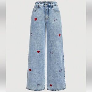 Embroidered Heart Jeans